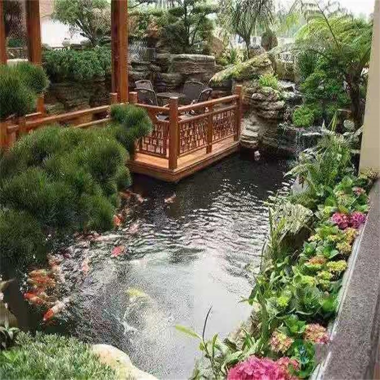 仁化别墅庭院景观设计鱼池